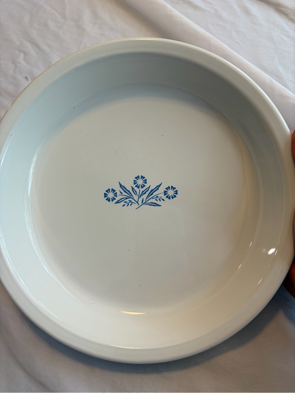 Corningware White Serving Plate with Blue Floral Emblem